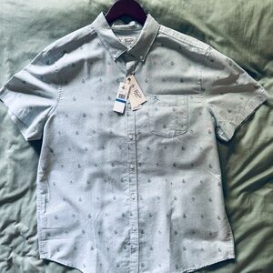 Original Penguin Oxford Button Down Short Sleeve Penguin Logo Pattern NWT